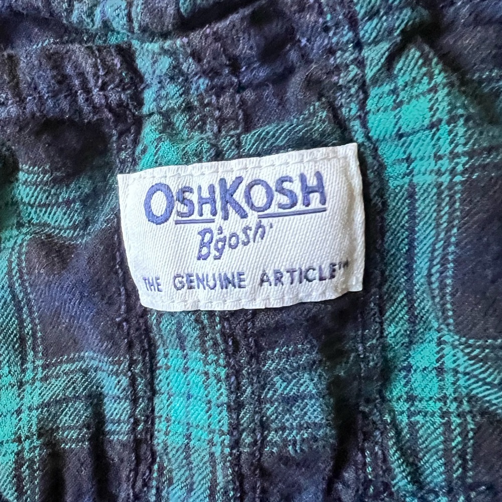 Oshkosh overall dress plaid navy blue and green 4t - Picture 2 of 7